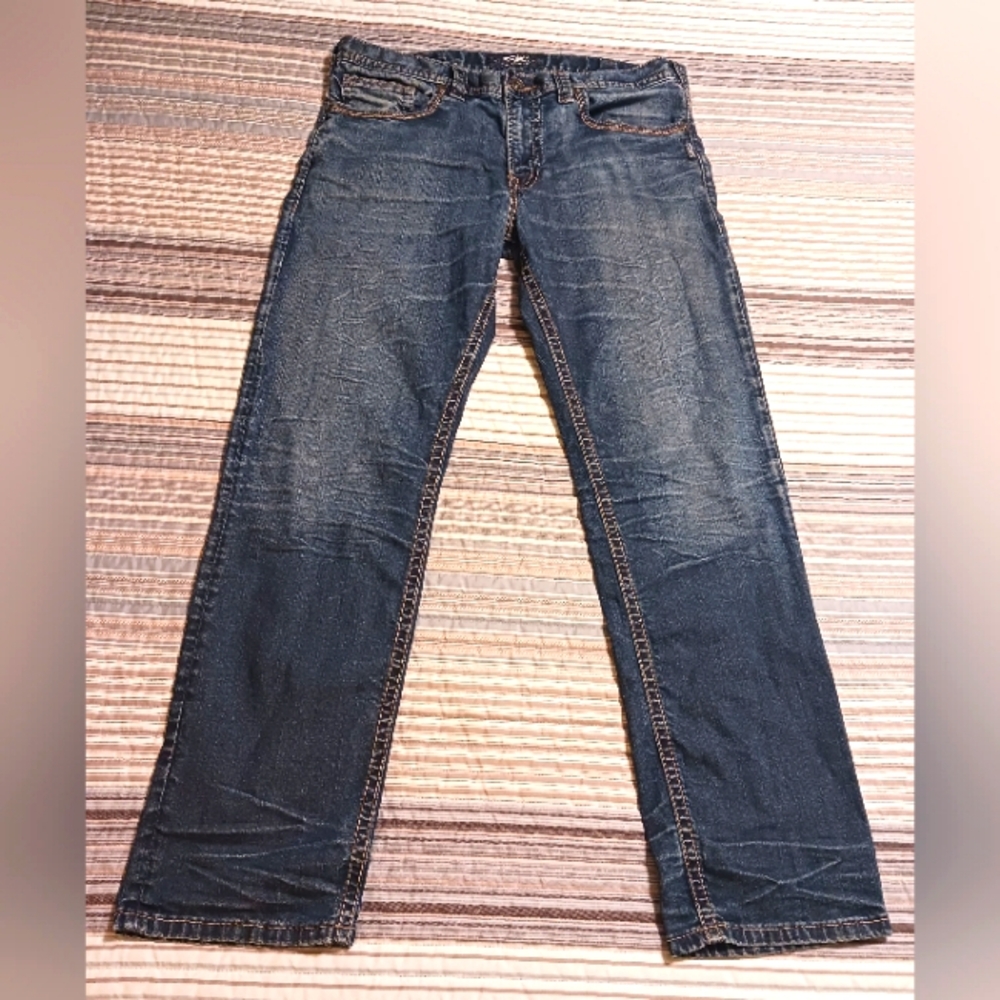 Silver Eddie Men's 36×32 Straight Leg Medium Wash Mid Rise Denim Jeans